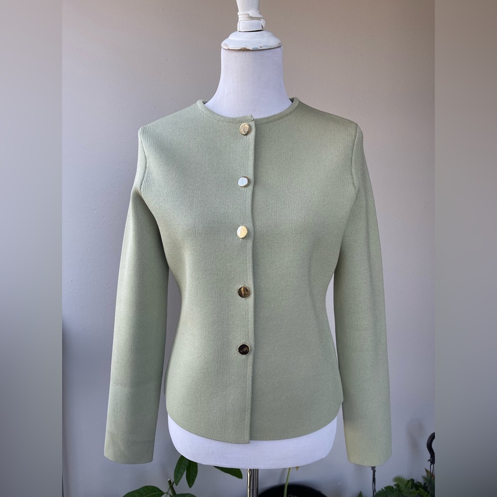 Zara Retro Elegant Sage Green Women's Cardigan -  Jacket, L